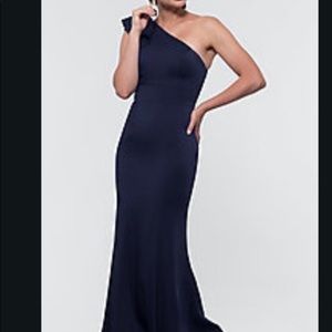 One-Shoulder Stretch Satin Long Prom dress